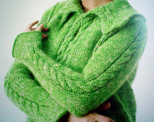 Nicky Epstein Green Sweater