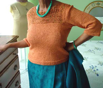 Mom's copper-colored cotton sweater