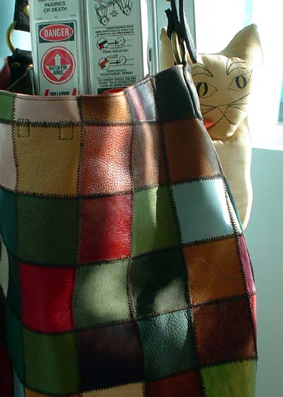 Patchwork leather tote
